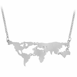 Silver Globe World Continent Necklace